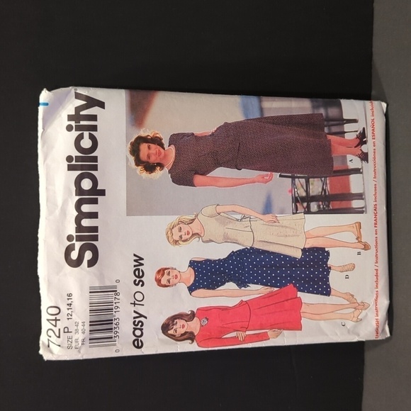 Simplicity 7240 Easy to Sew Vintage Women's Dress Separates Size P (12, 14, 16) - Picture 1 of 3